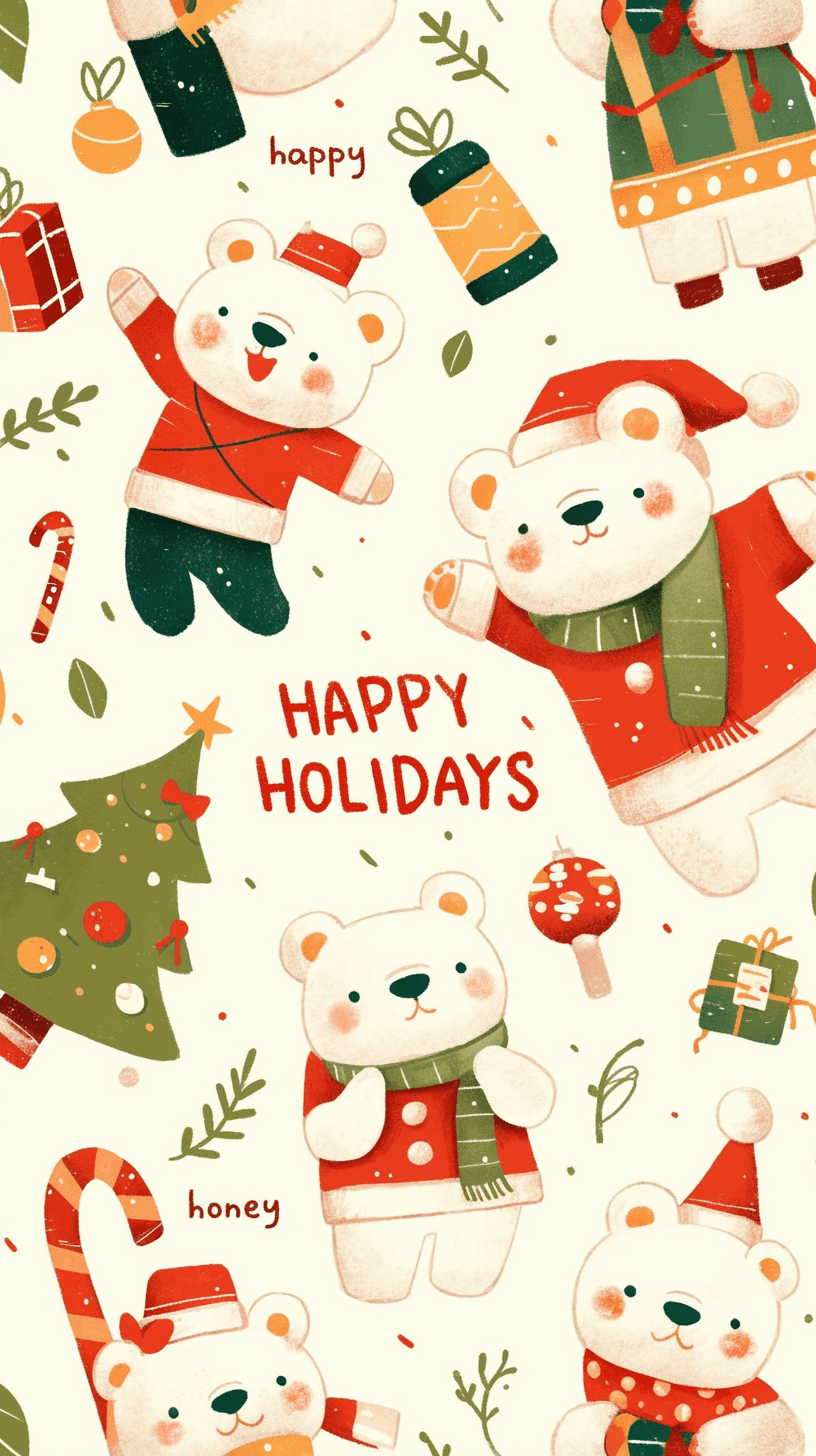 Christmas Bear Groove original repeating artwork