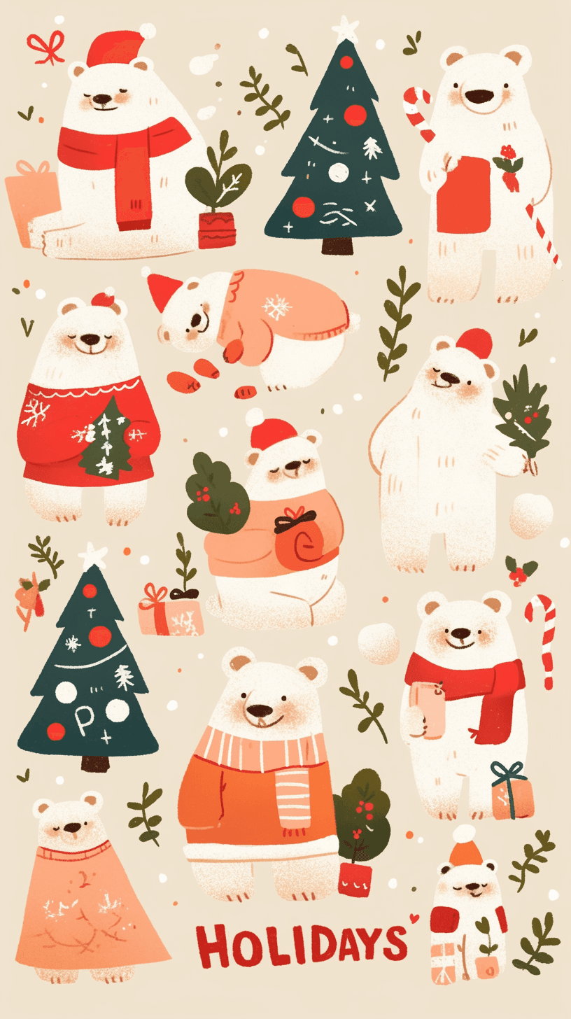 Christmas Bear Pop original repeating artwork