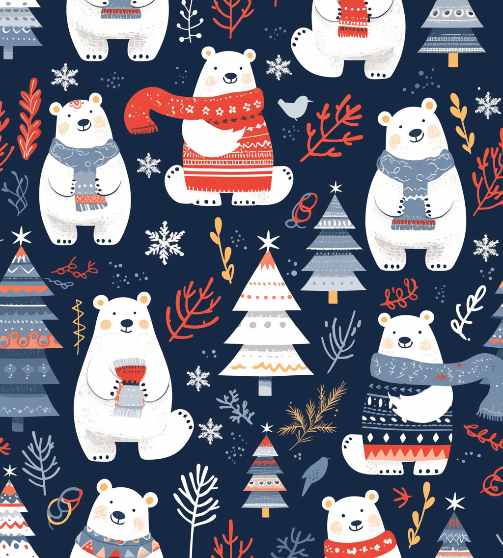Christmas Bear Flip original repeating artwork