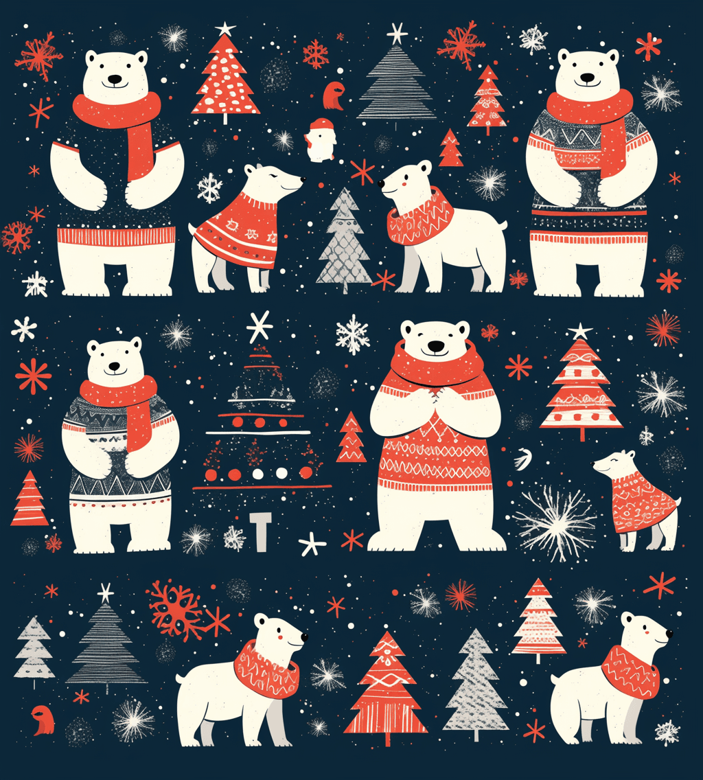 Christmas Bear Jam original repeating artwork