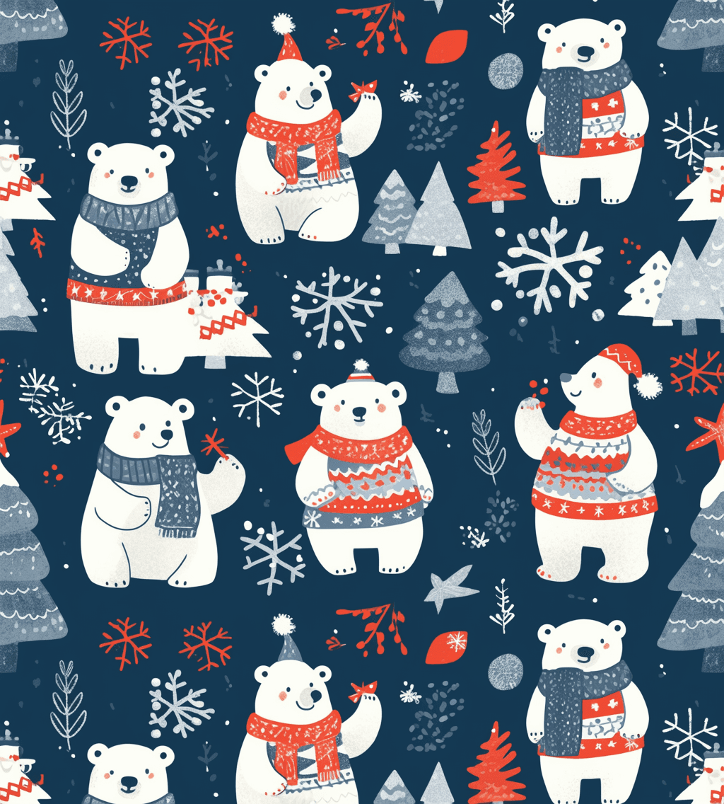 Christmas Bear Gang original repeating artwork