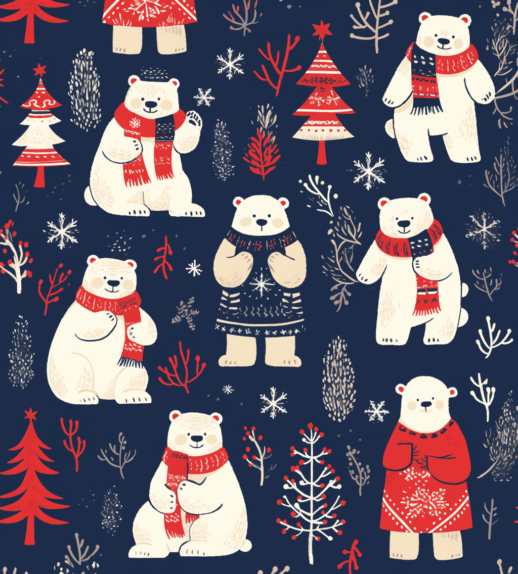 Christmas Bear Team original repeating artwork