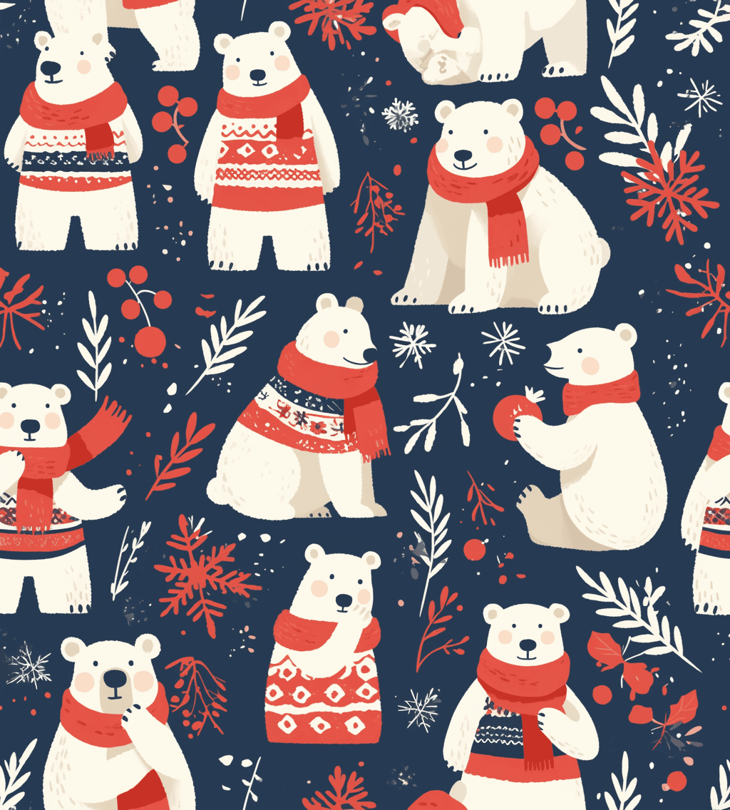 Christmas Bear Squad original repeating artwork