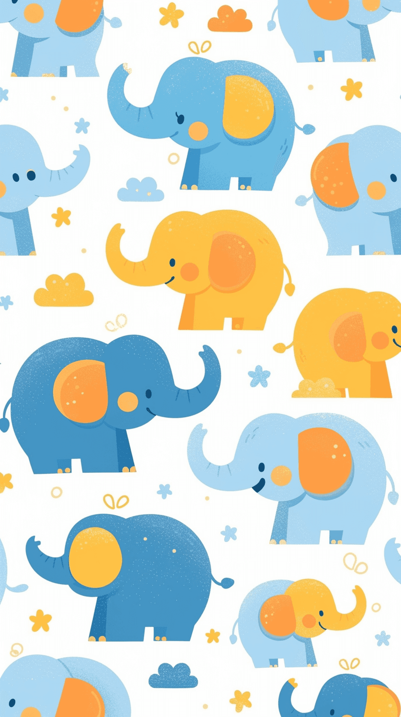 Elephant Chase original repeating artwork