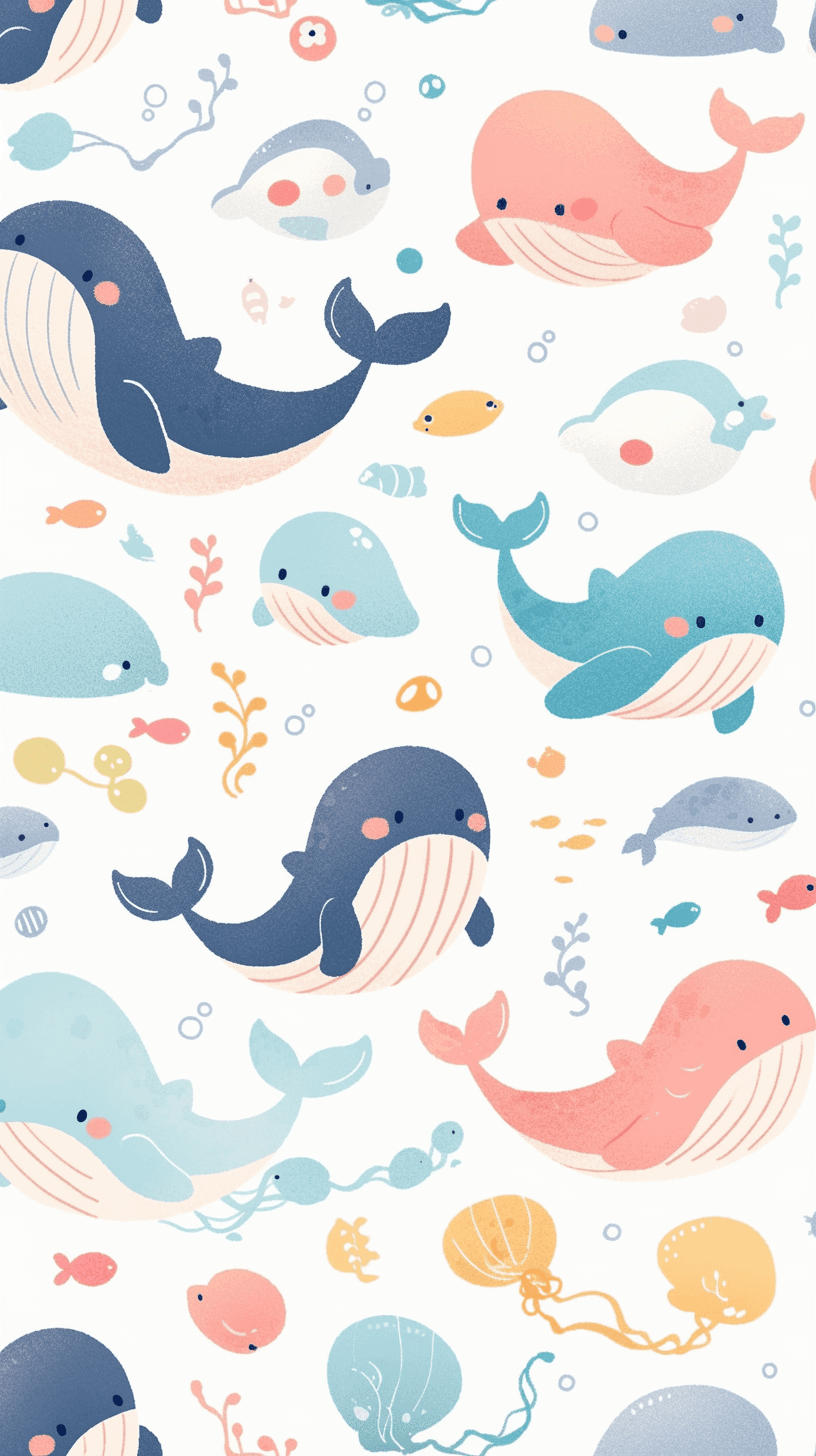 Whale Snap original repeating artwork