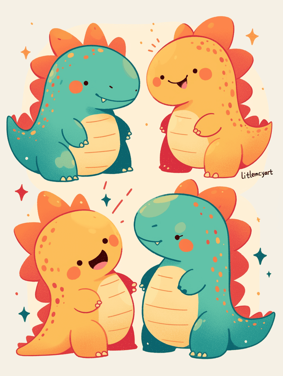 Cute Dinosaur Echo original repeating artwork