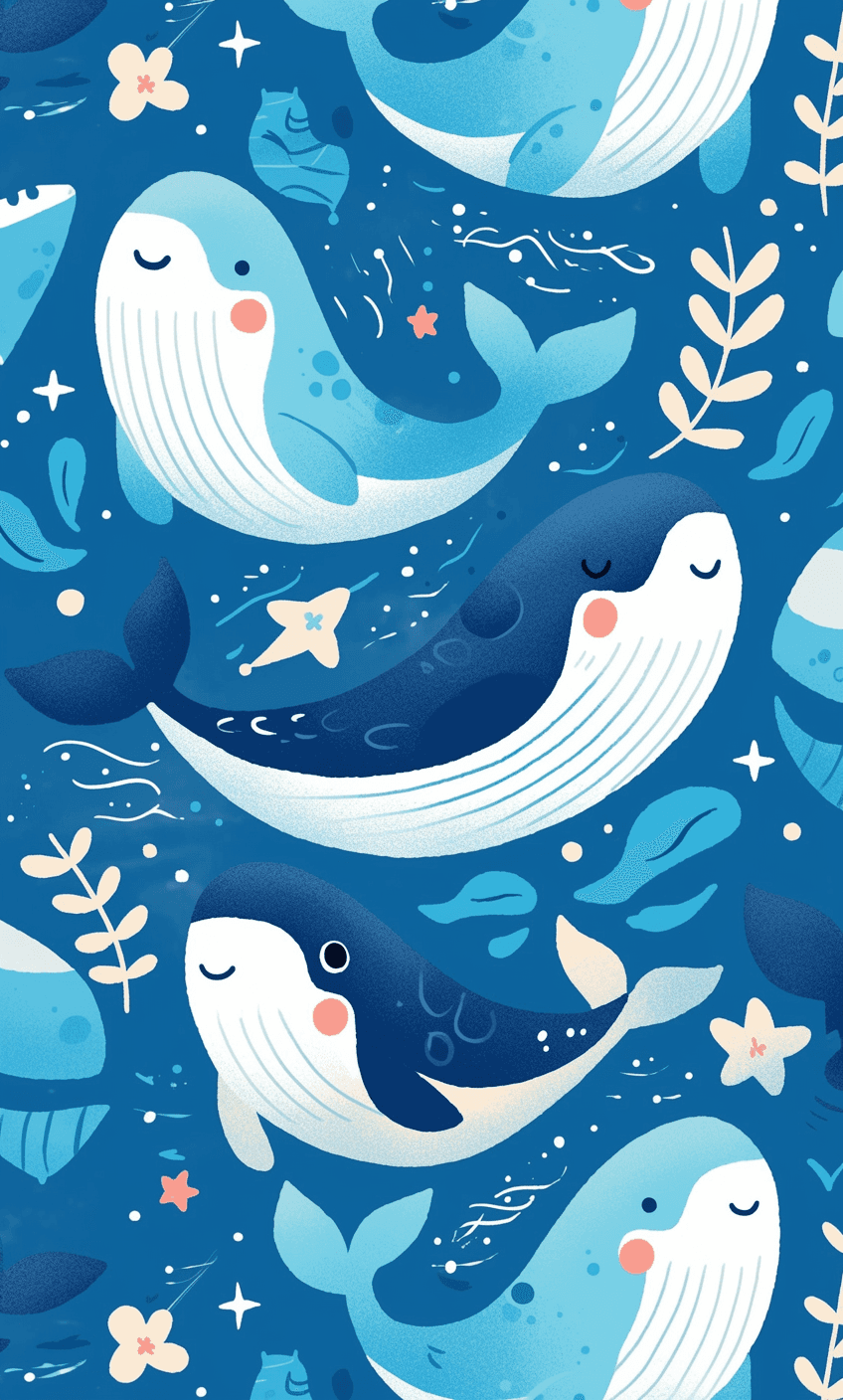 Whale Groove original repeating artwork