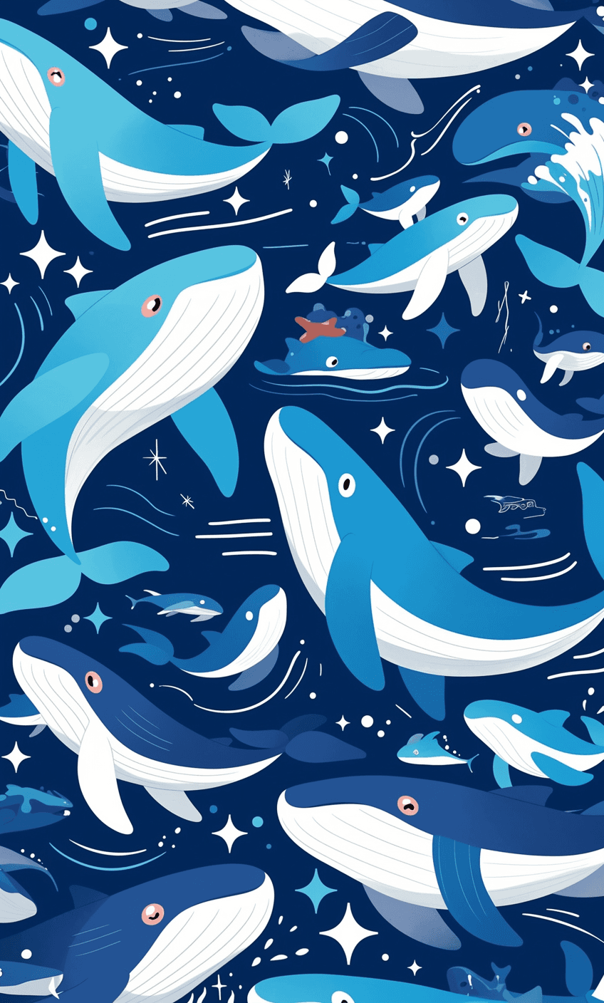 Whale Spin original repeating artwork