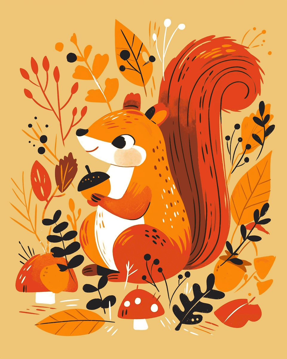 Squirrel Groove original repeating artwork