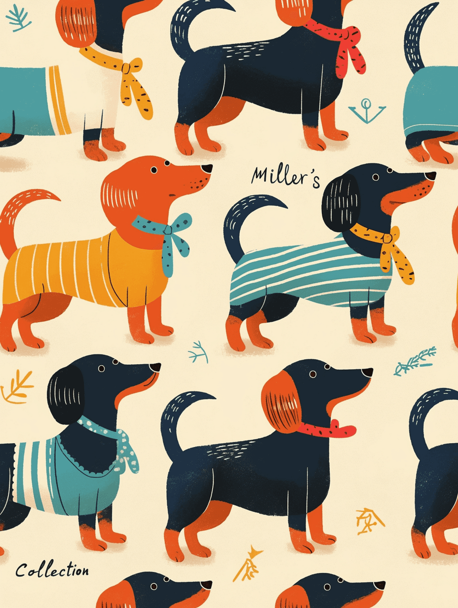 Puppy Ride original repeating artwork