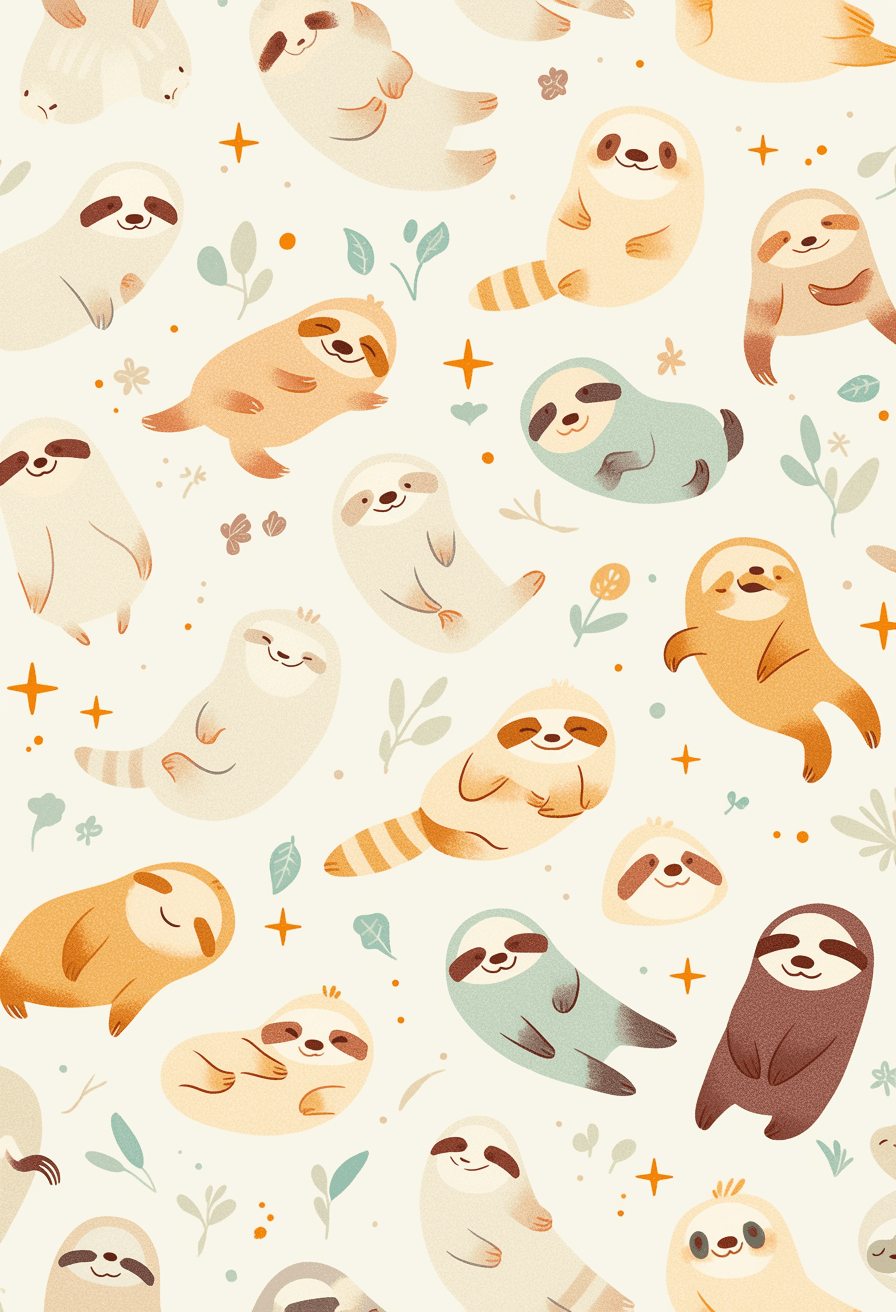 Sloth Duo original repeating artwork