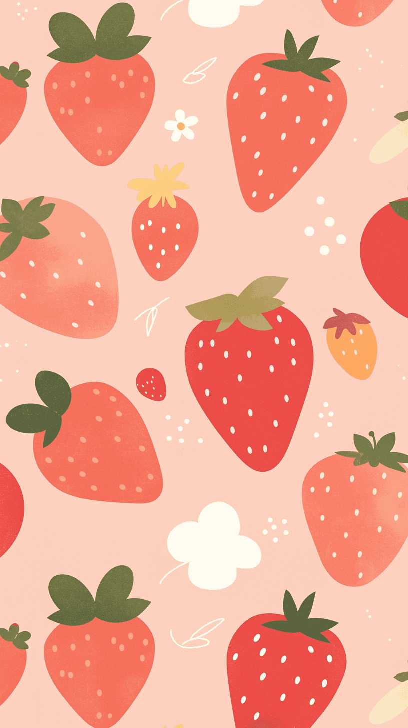 Strawberry Rooftop original repeating artwork