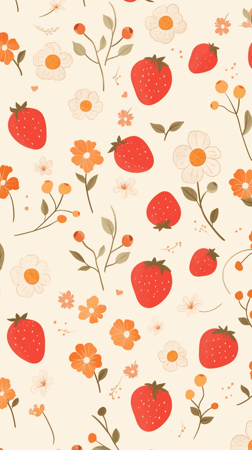 Strawberry Morning original repeating artwork