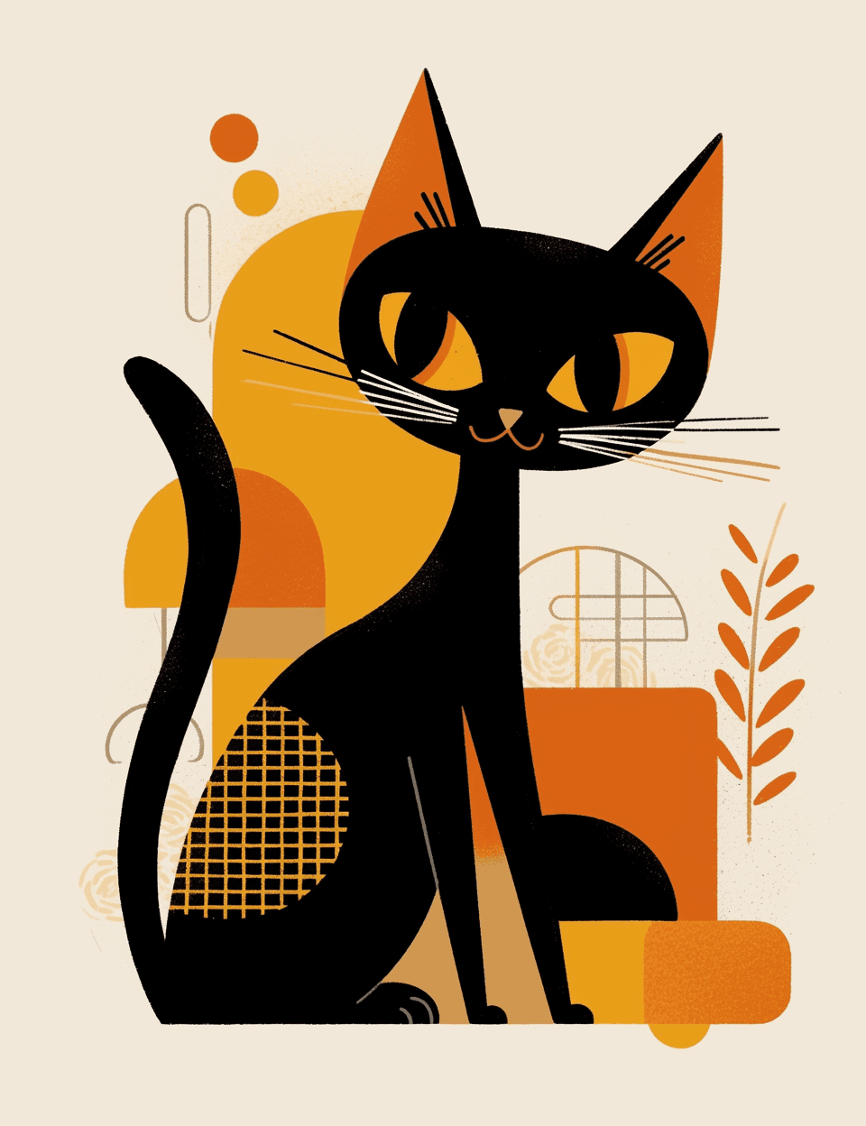 Abstract Cat Sprint original repeating artwork