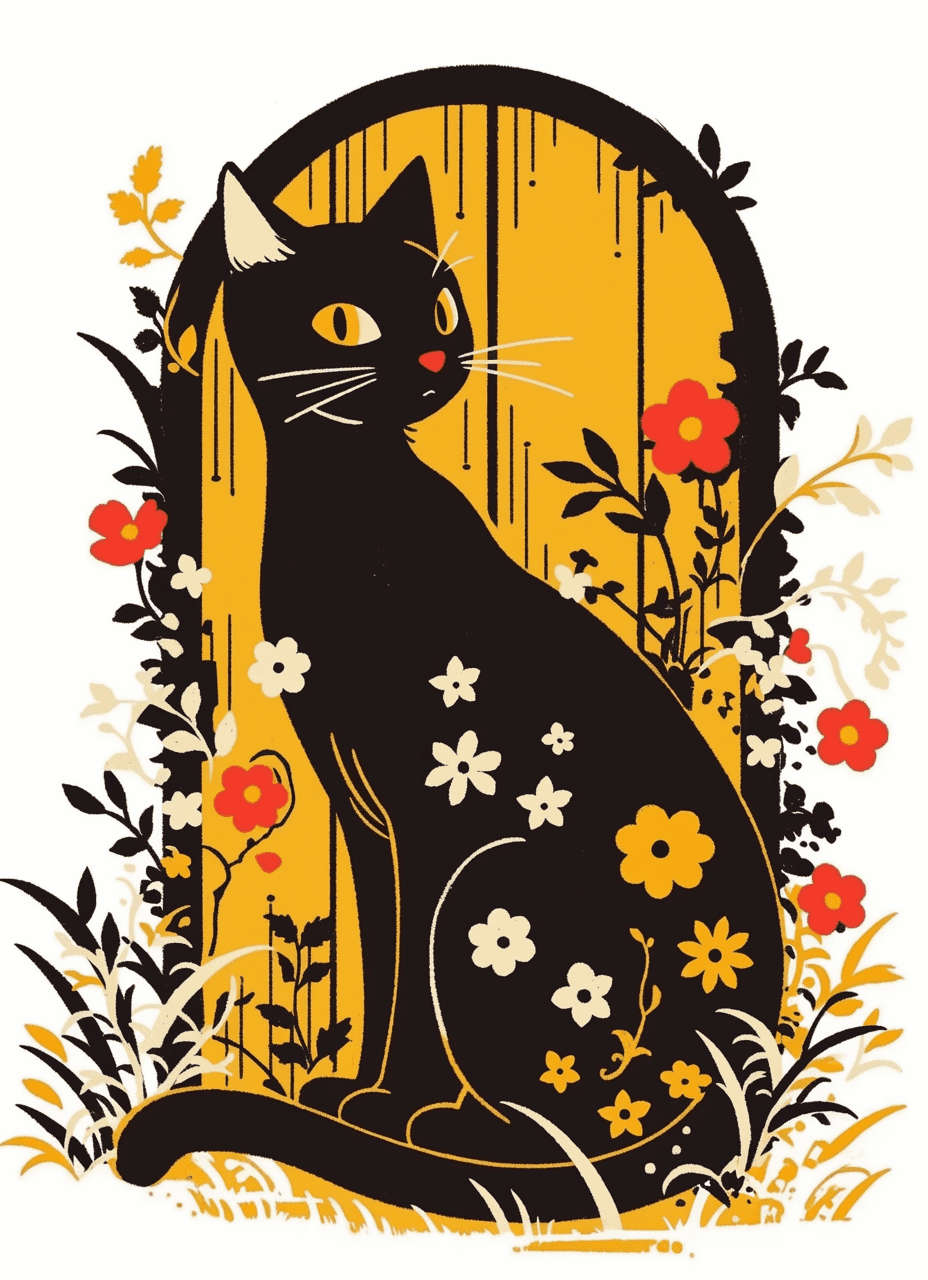 Abstract Cat Rush original repeating artwork
