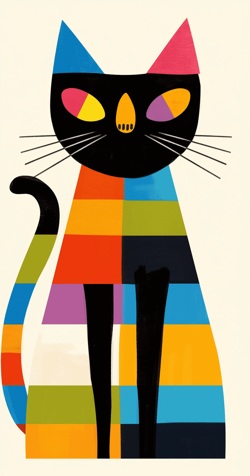 Abstract Cat Slide original repeating artwork