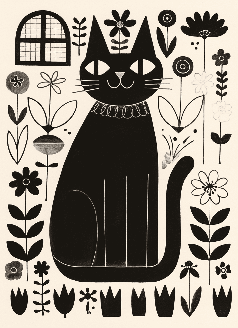 Abstract Cat Show original repeating artwork
