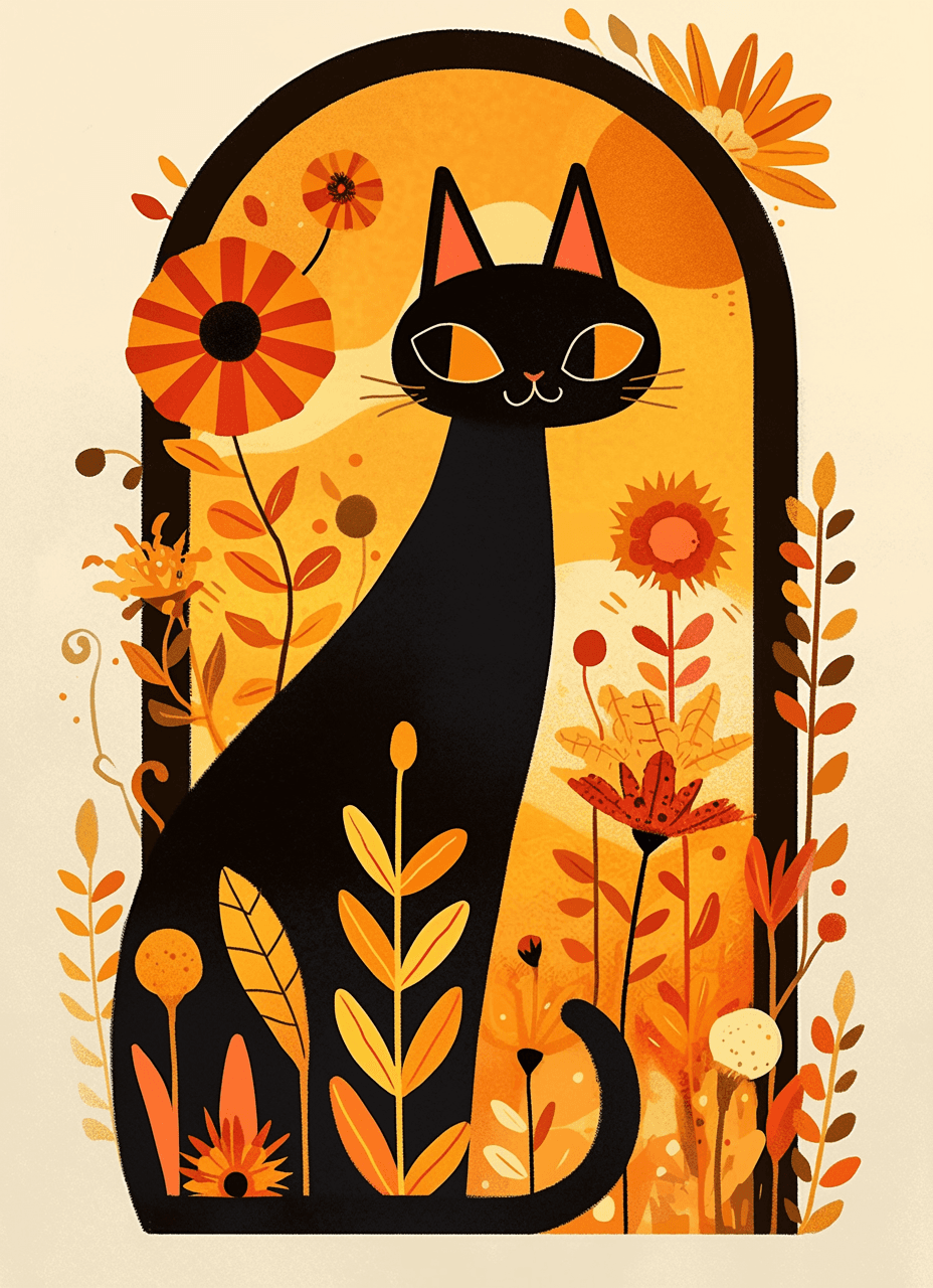 Abstract Cat Dash original repeating artwork