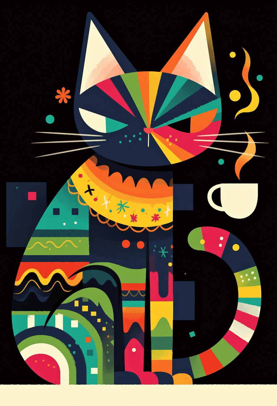 Abstract Cat Jam original repeating artwork