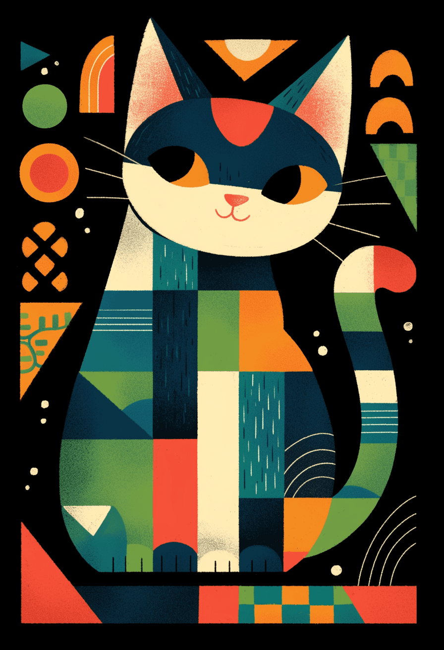 Abstract Cat Rhythm original repeating artwork