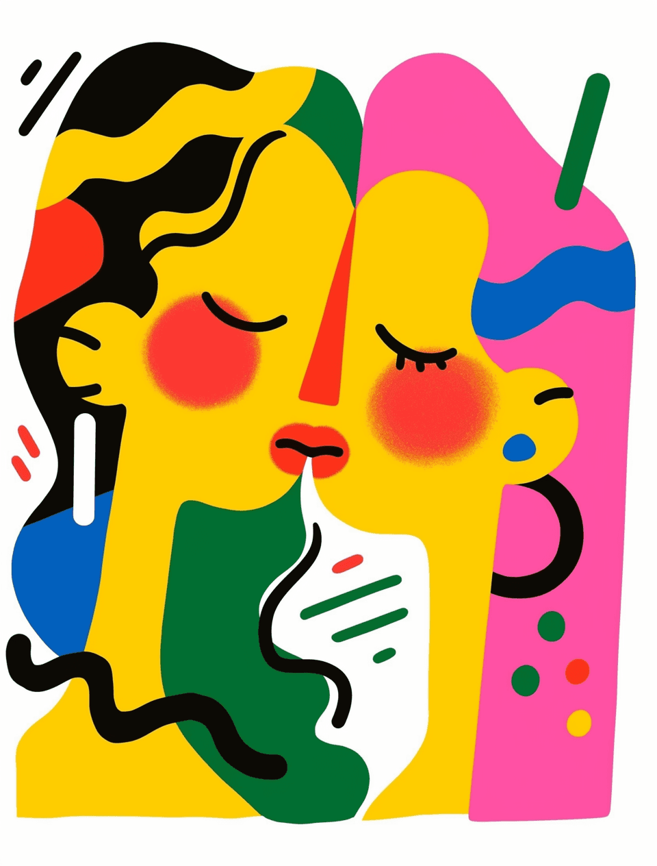 Abstract People Picnic original repeating artwork