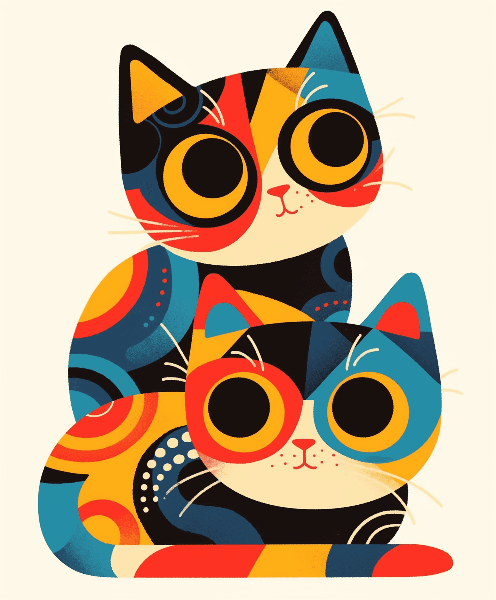 Abstract Cat Pop original repeating artwork