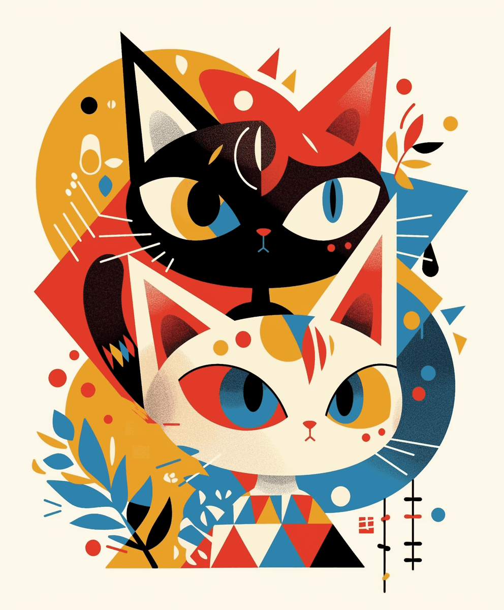 Abstract Cat Gang original repeating artwork