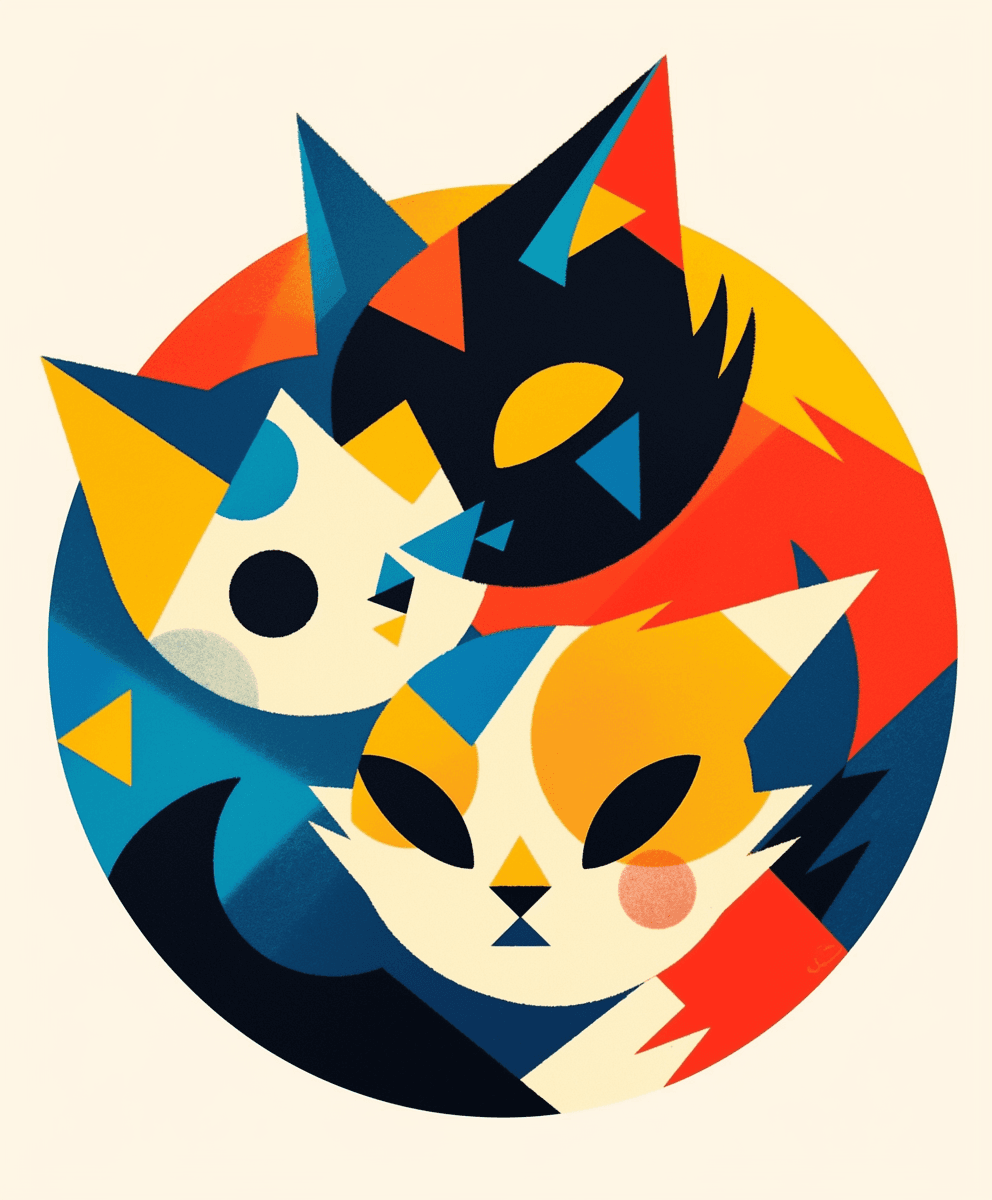 Abstract Cat Party original repeating artwork