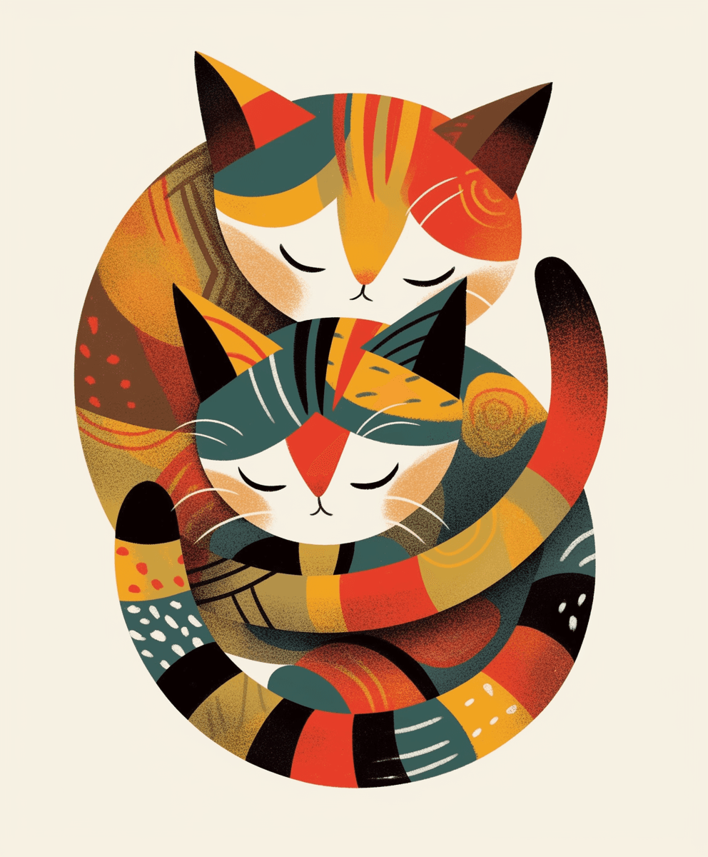 Abstract Cat Echo original repeating artwork