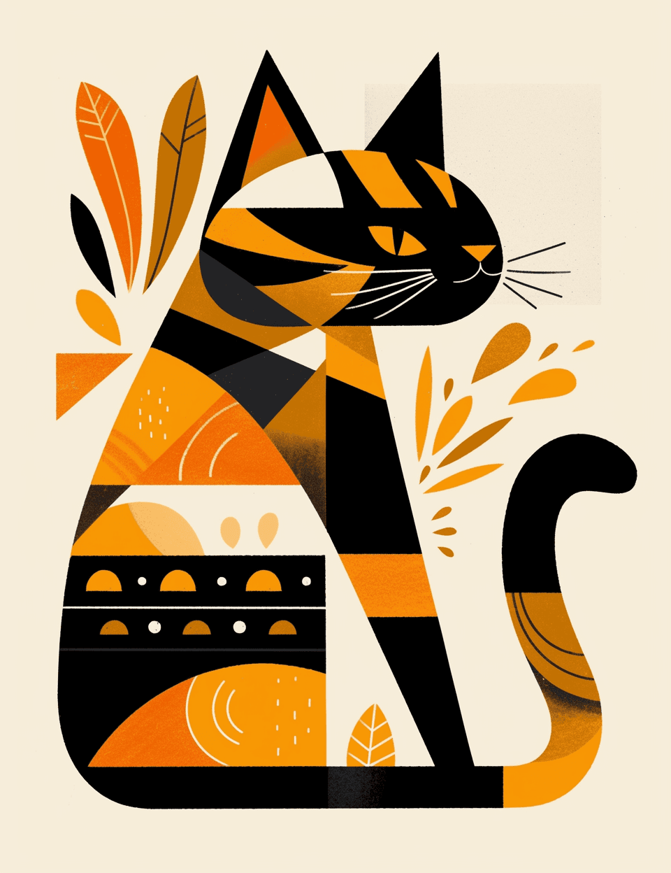 Abstract Cat Tune original repeating artwork