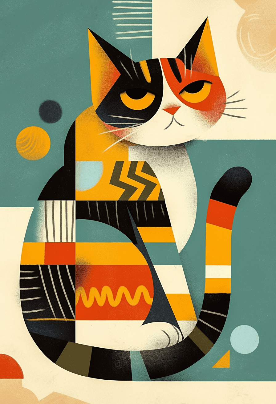 Abstract Cat Fair original repeating artwork