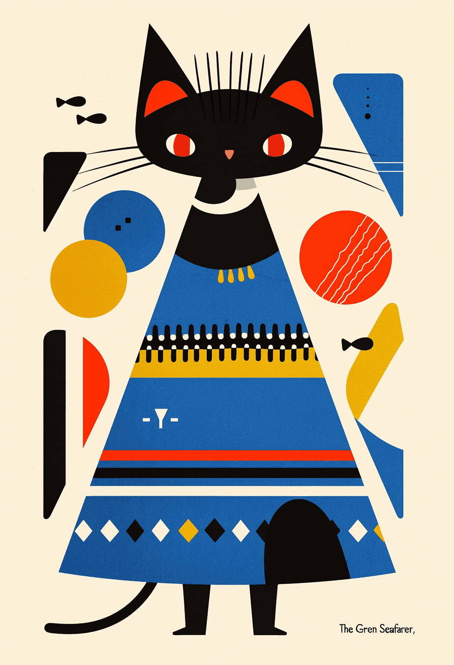 Abstract Cat Beats original repeating artwork