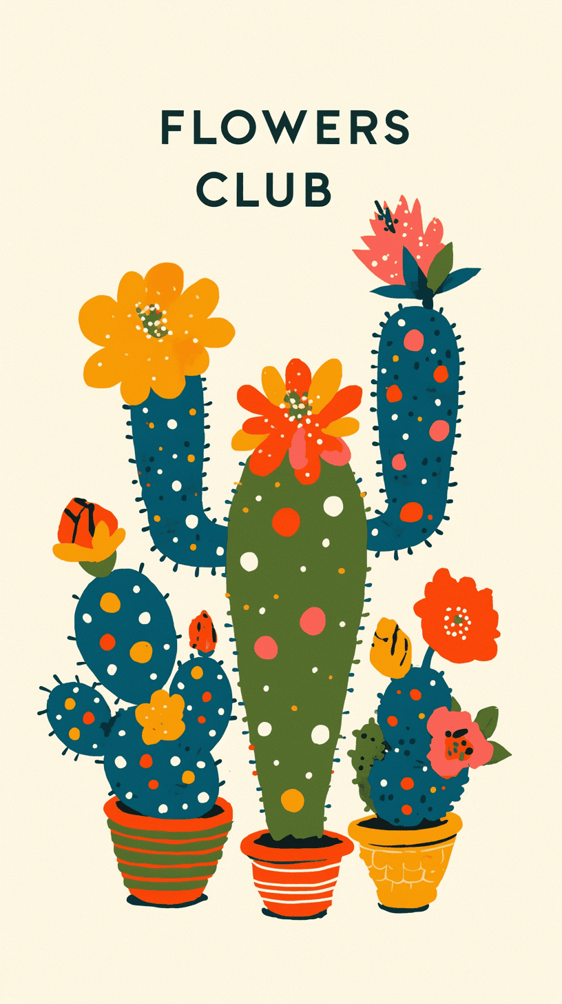 Cactus Bounce original repeating artwork