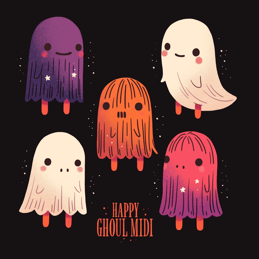 Halloween Ghost Pals original repeating artwork