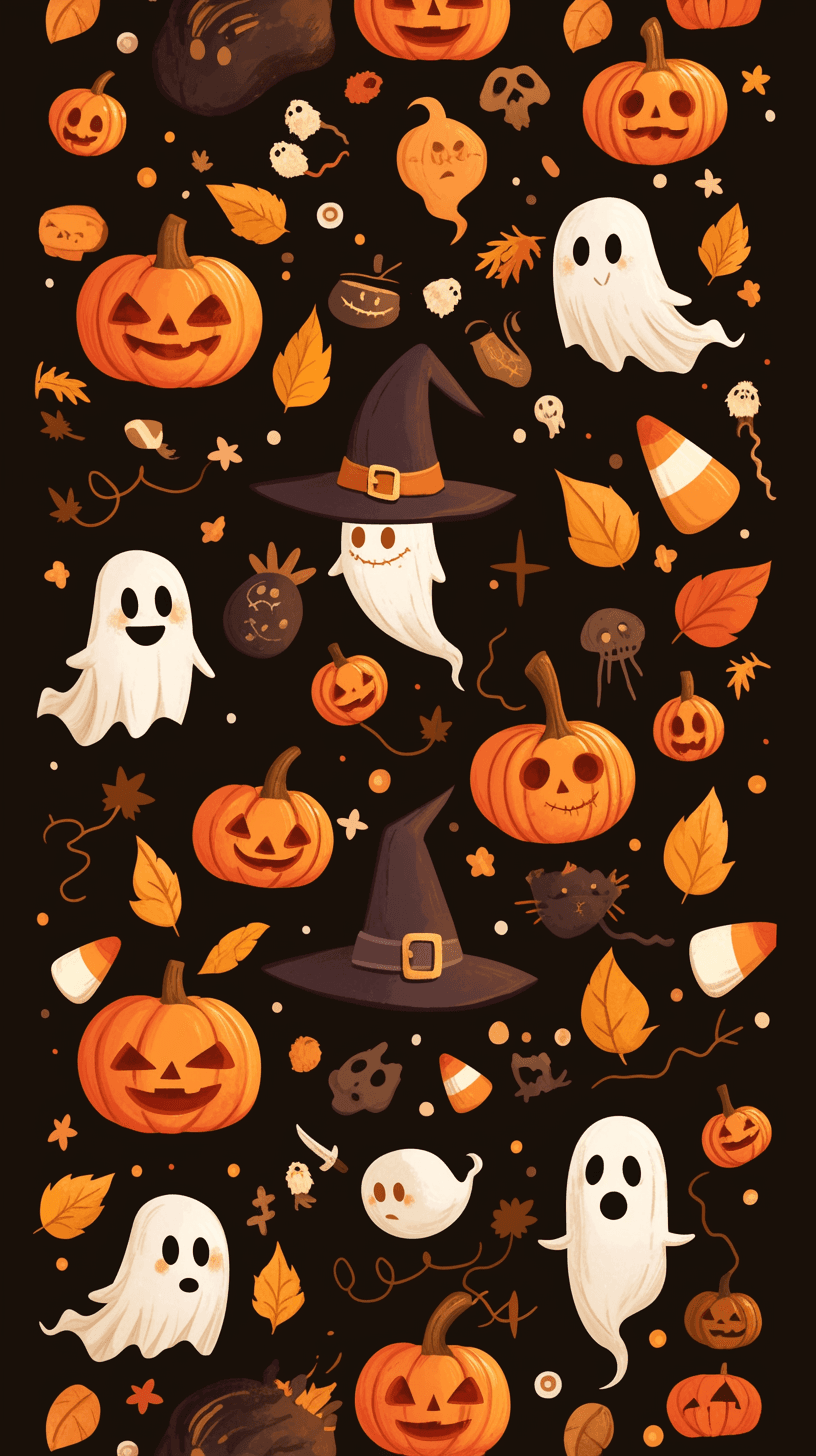 Cute Ghost Picnic original repeating artwork