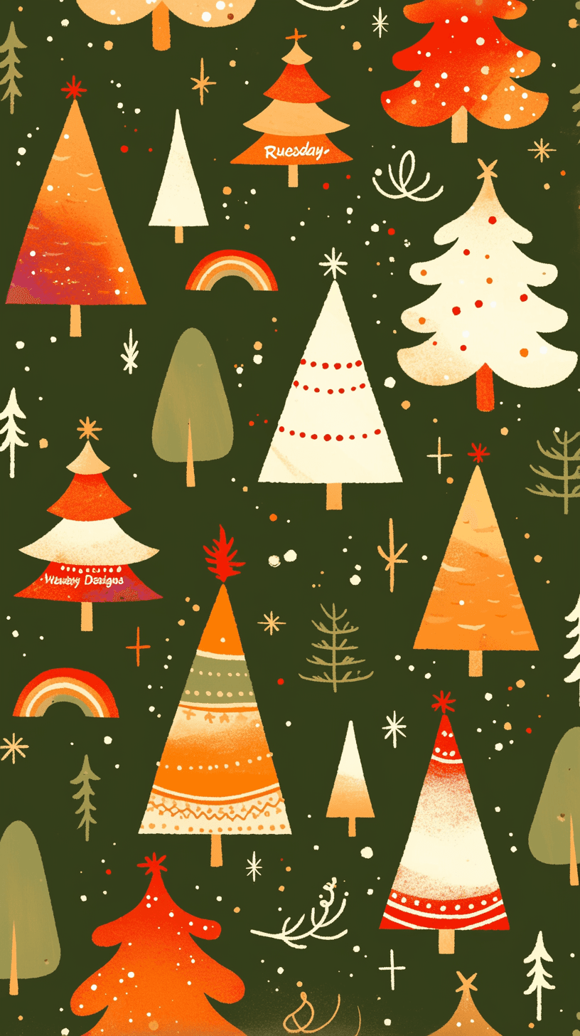 Christmas Tree Trail original repeating artwork