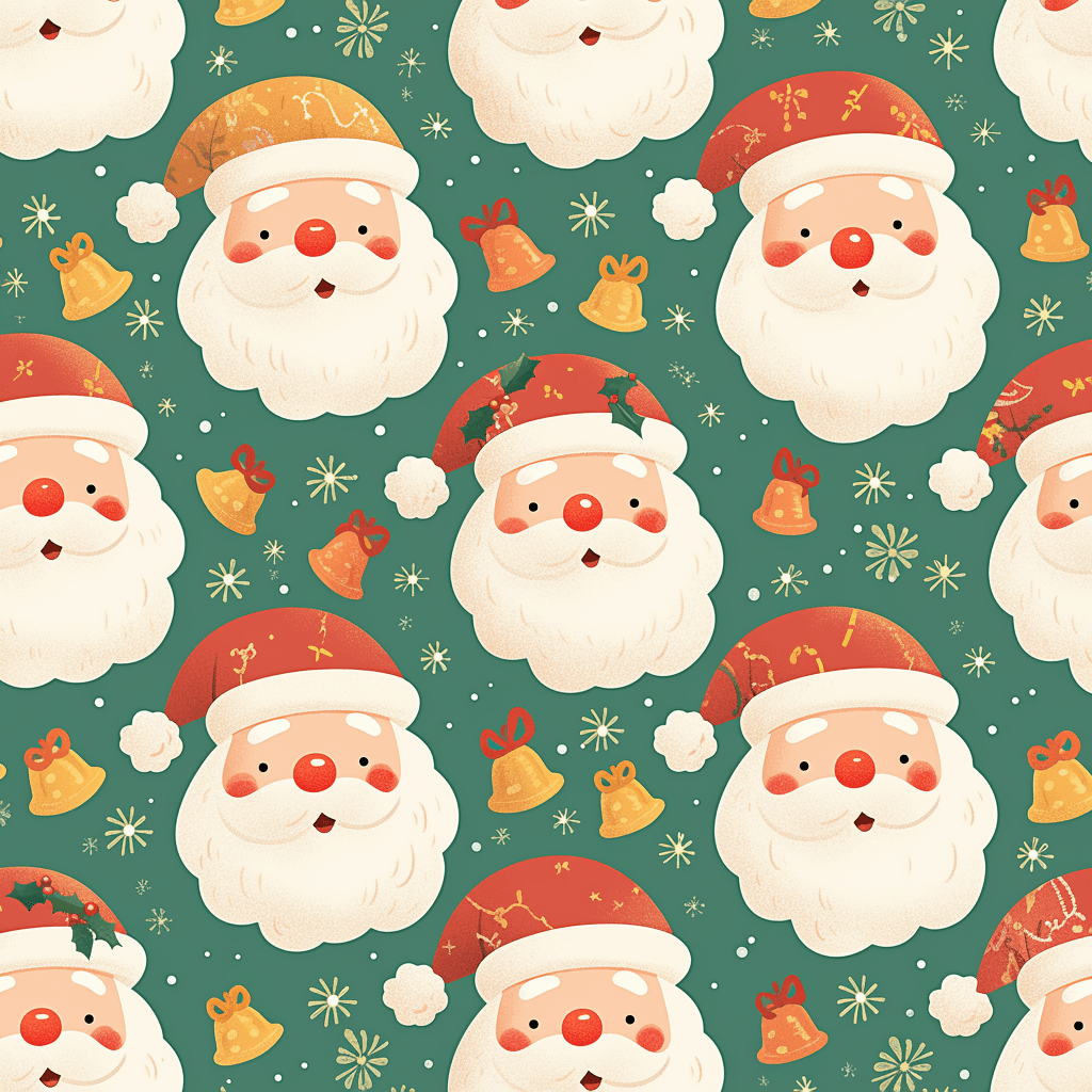 Christmas Santa Ivory original repeating artwork