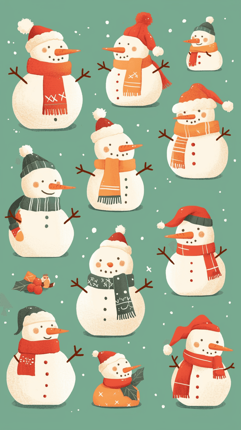Christmas Snowman Duo original repeating artwork