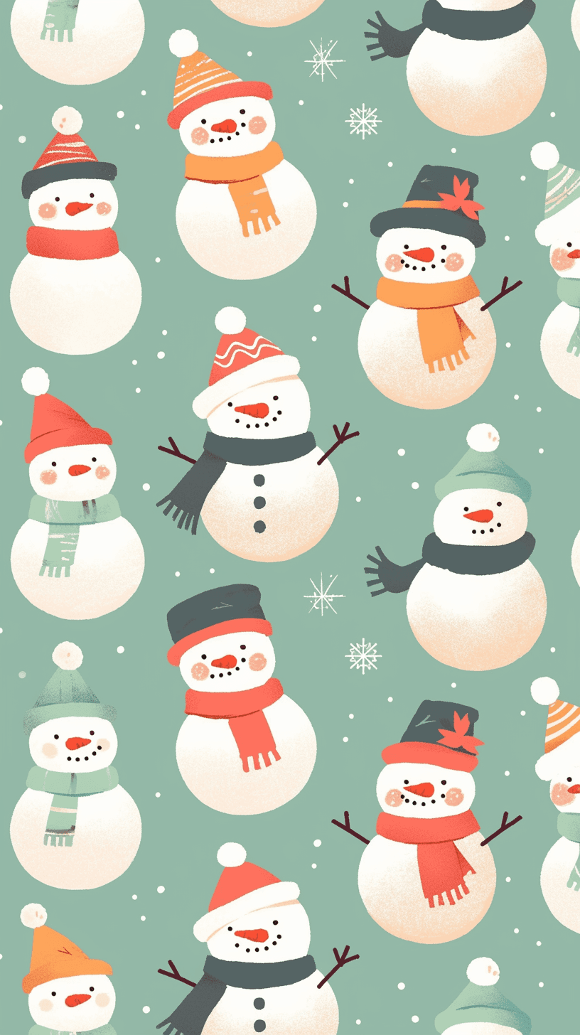 Christmas Snowman Bright original repeating artwork