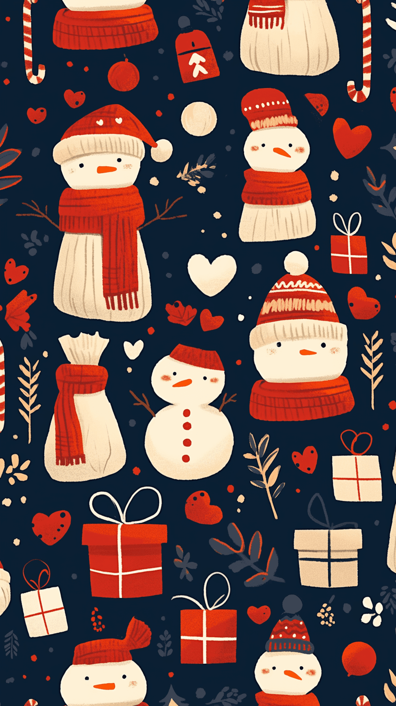 Christmas Snowman Bold original repeating artwork