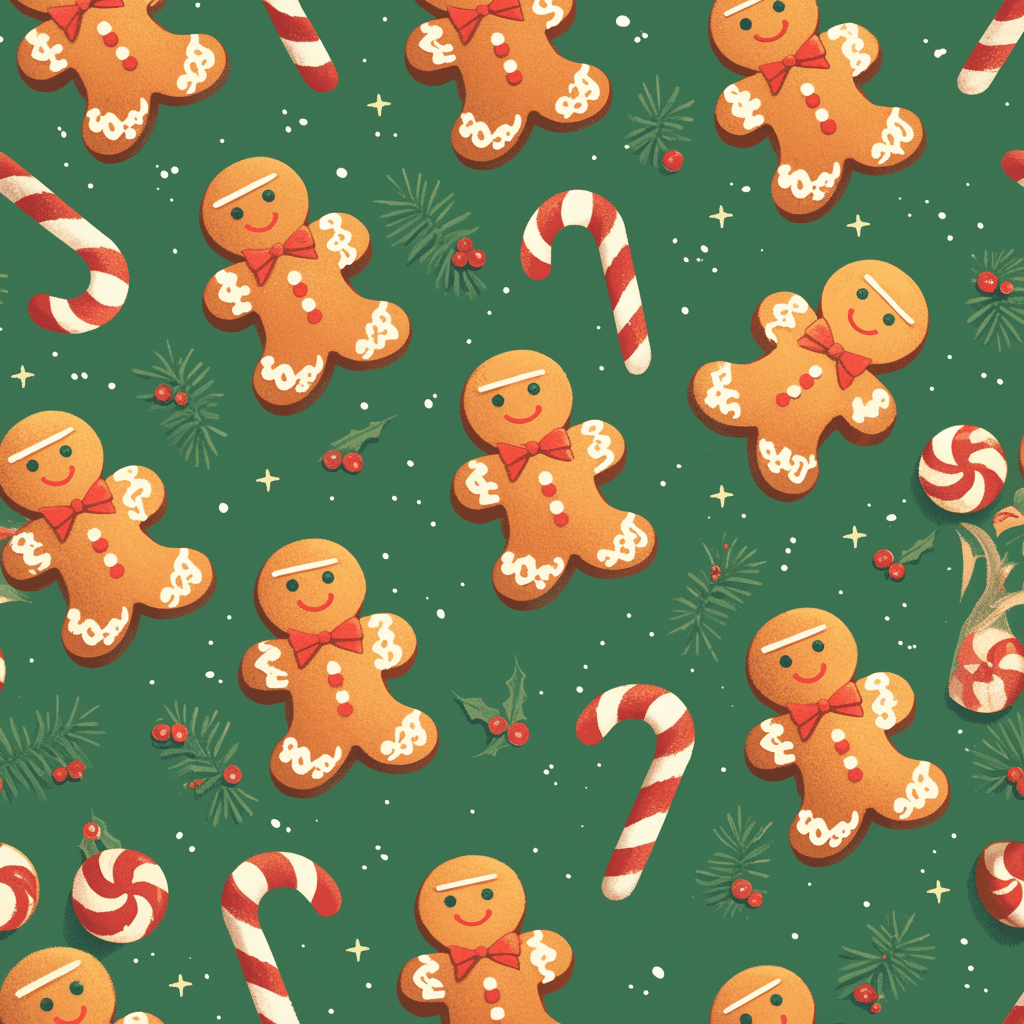 Gingerbread Parade original repeating artwork