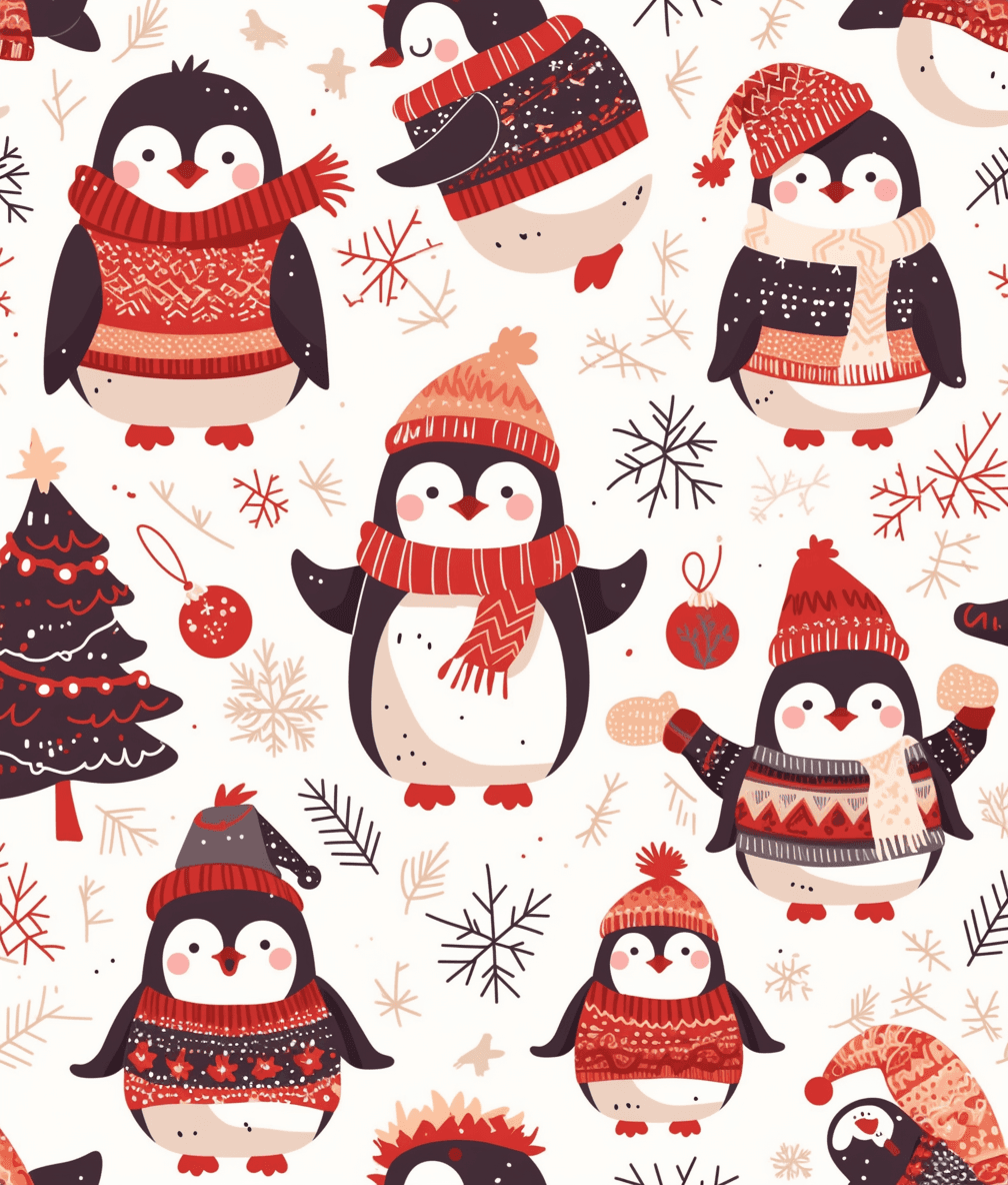 Christmas Penguin Fair original repeating artwork
