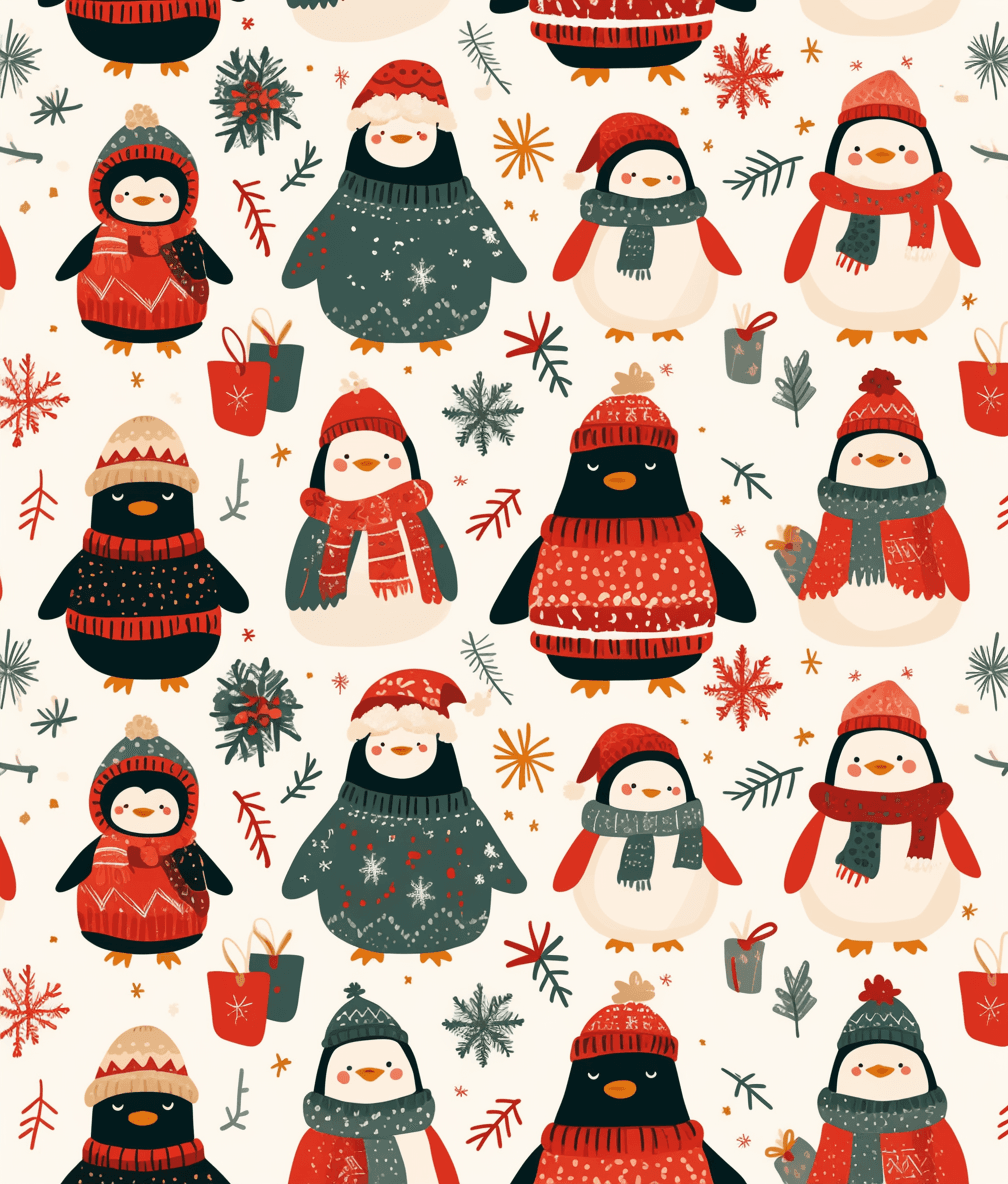 Christmas Penguin Echo original repeating artwork