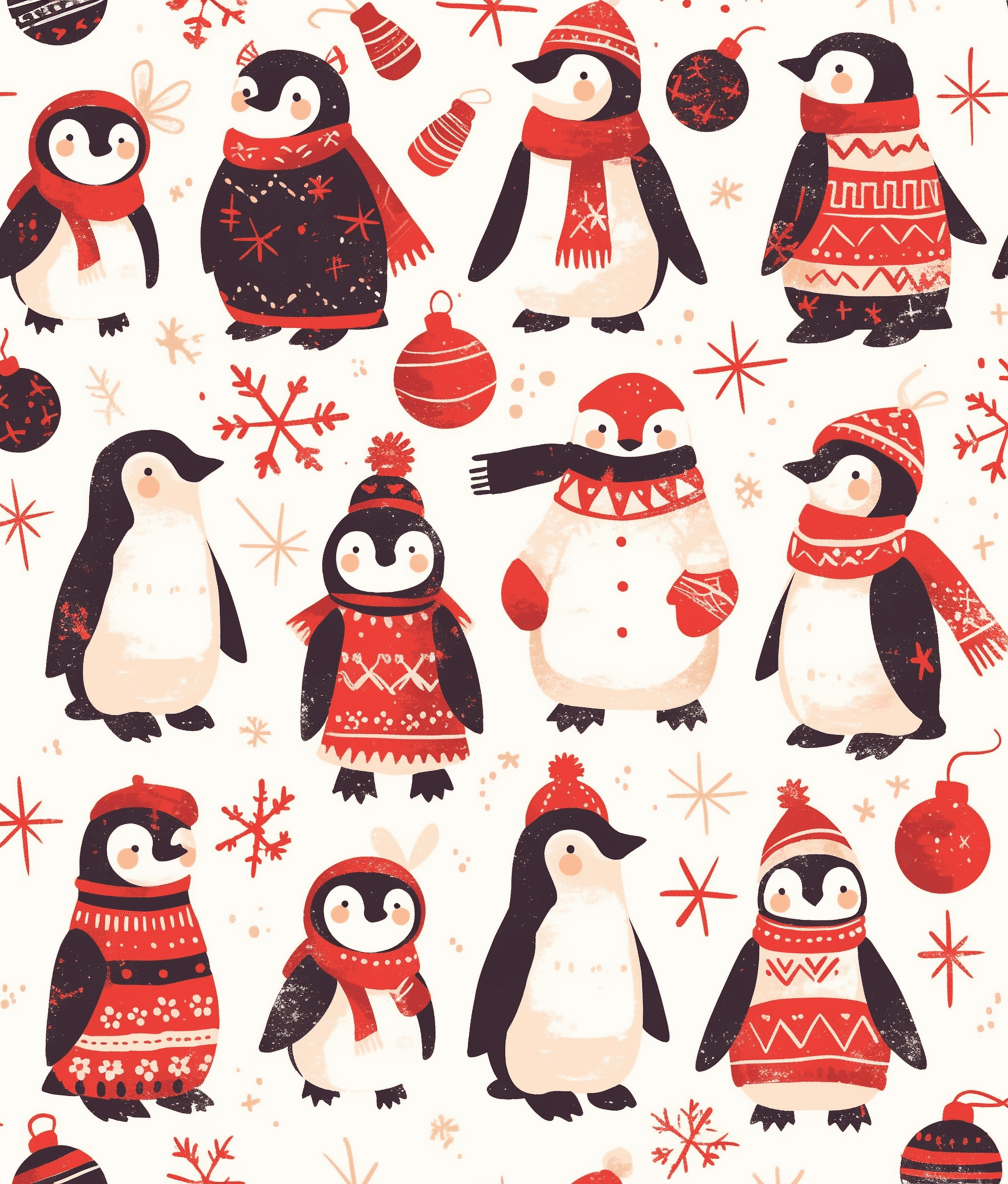 Christmas Penguin Collective original repeating artwork