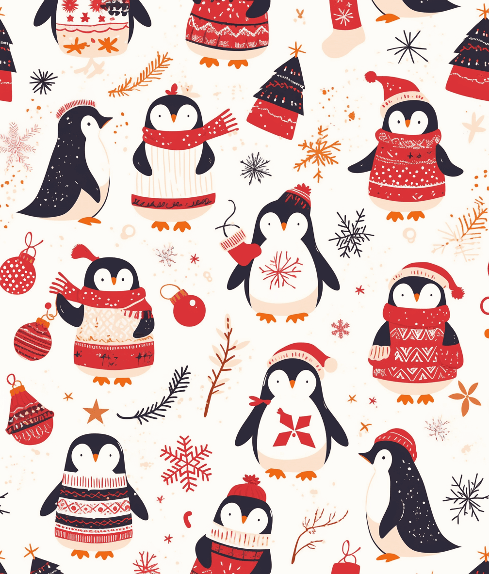 Christmas Penguin Tune original repeating artwork