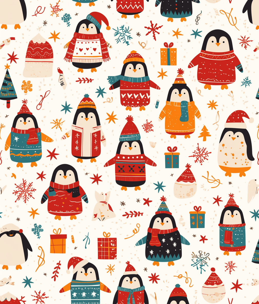 Christmas Penguin Session original repeating artwork