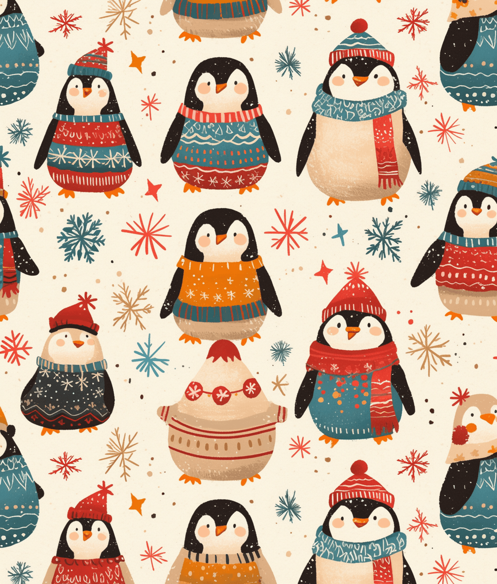 Christmas Penguin Groove original repeating artwork