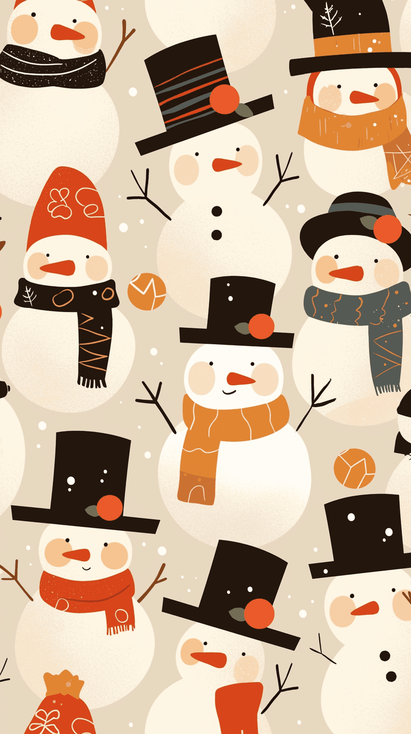 Christmas Snowman Mono original repeating artwork