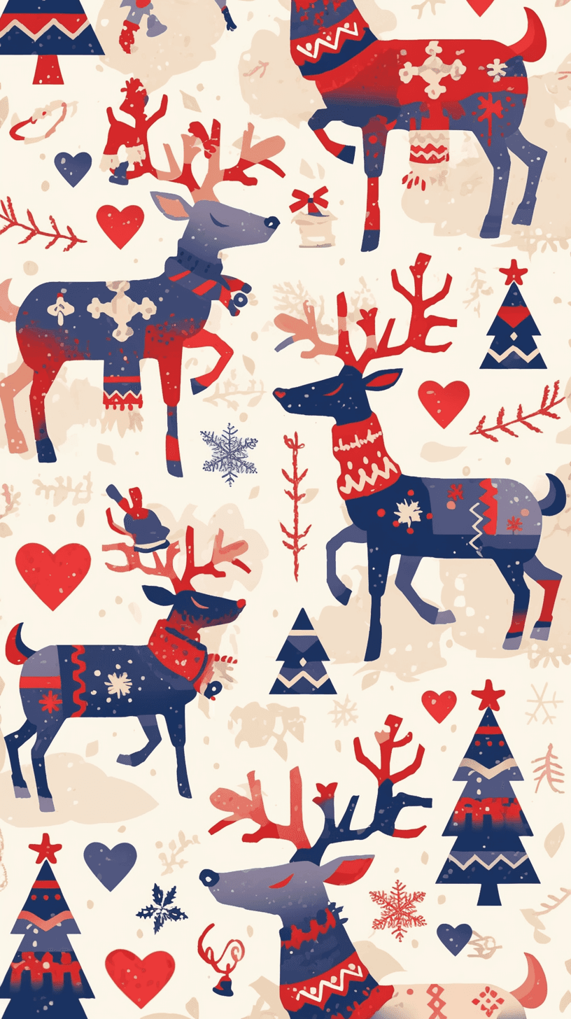 Christmas Reindeer Roam original repeating artwork