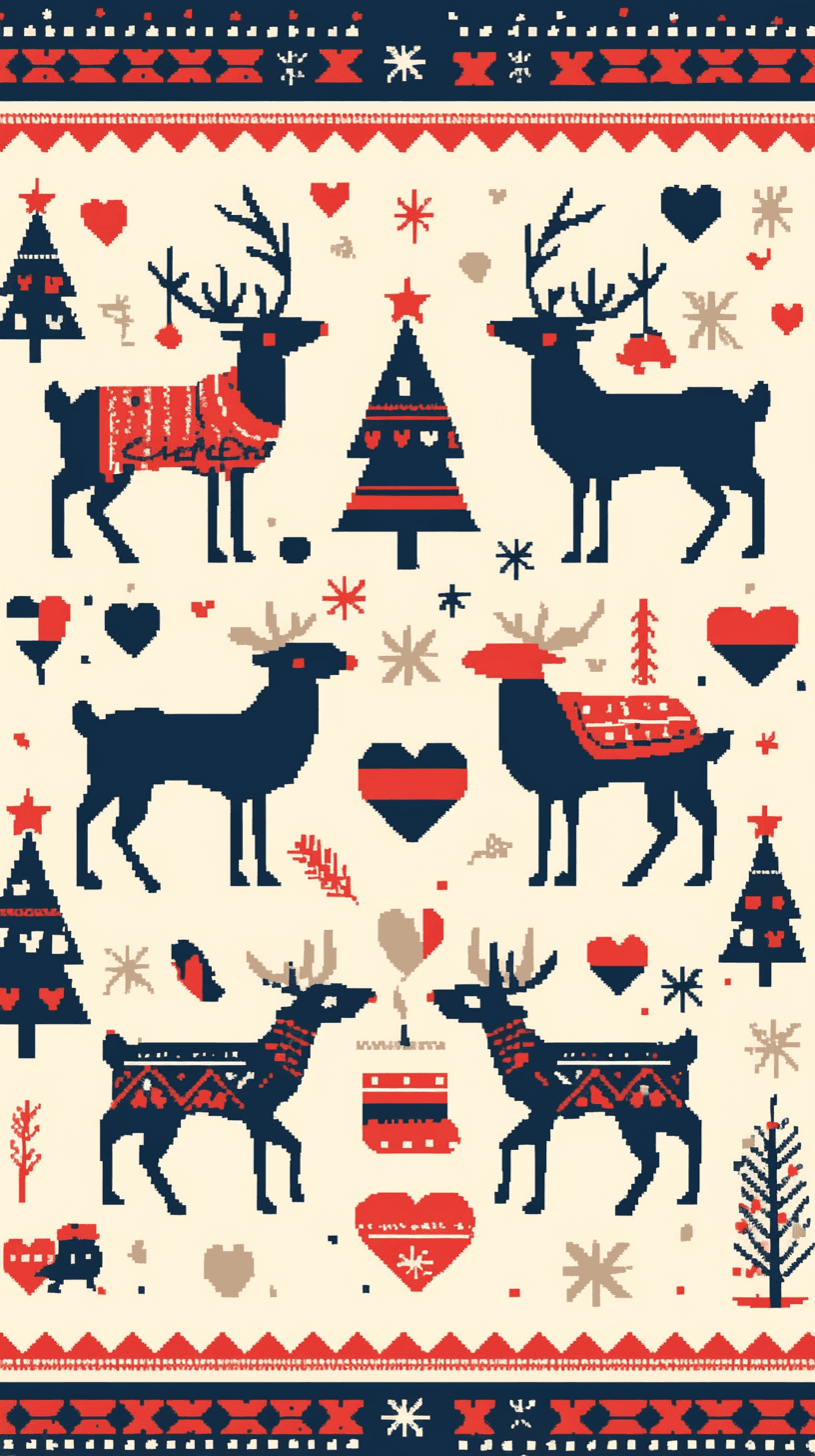 Christmas Reindeer Ivory original repeating artwork